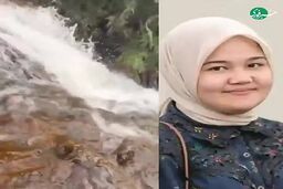 ببینید | لحظه سقوط زن جوان از بالای آبشار۲۰ متری
